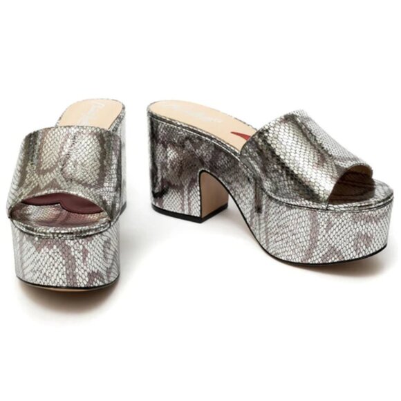 NEW CLAUDIA LISOTTA Made In Brazil Leather Naomi Platform Sandal silver 663mn - Picture 1 of 6